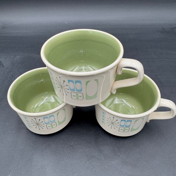 Vintage Mugs Cathay by Taylor Smith Taylor MCM Atomic Set of 3 - Picture 2 of 9